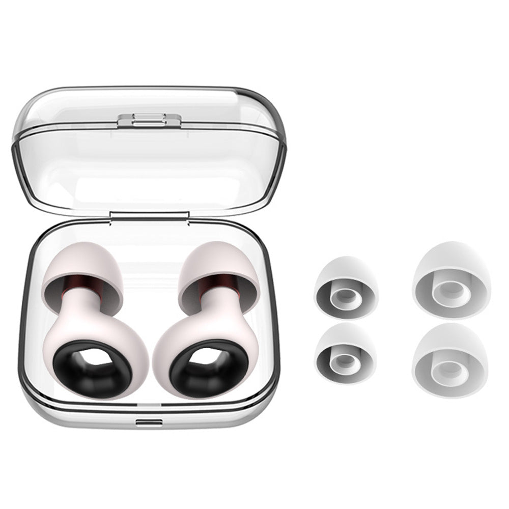 Pair of Reusable Soft Silicone Ear Plugs  Noise Cancelling Sleep Travel Earplugs White