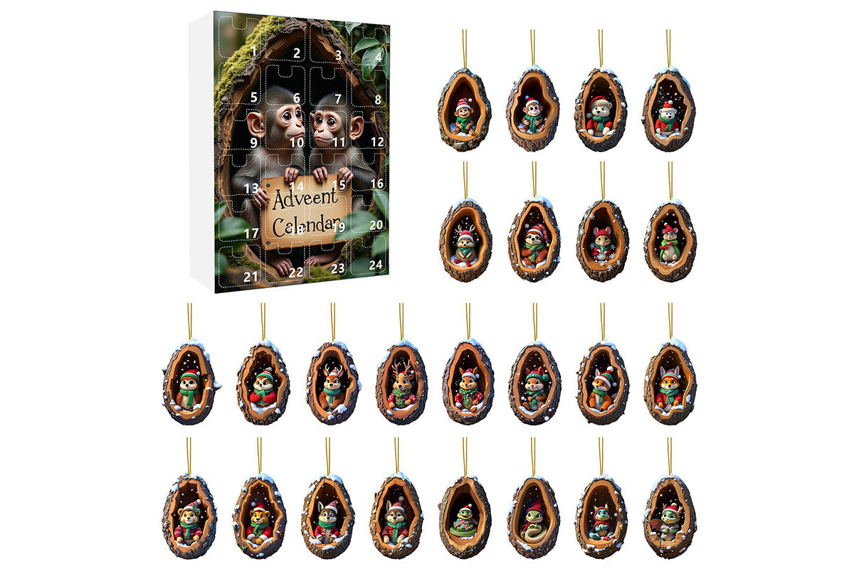 24Pcs Christmas Tree Decoration Hanging Ornaments for Home Holiday -Monkey