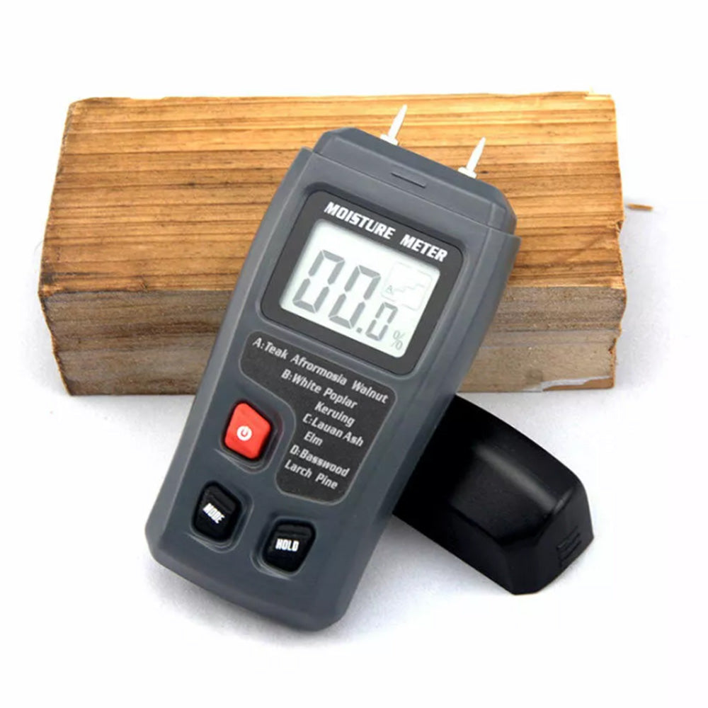 Digital Moisture Meter for Wood Damp Humidity Timber Firewood Tester LCD Analyzer Detector Grey