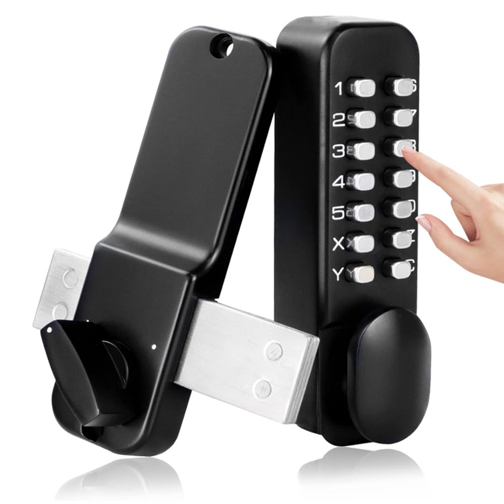 Mechanical Keyless Entry Door Lock Smart Code Combination Security Door Knob Black