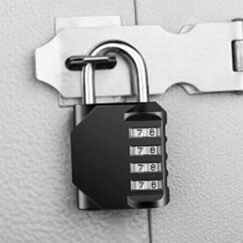 Black Combination Padlock 4-Digit Security Lock for Gym Locker and Luggage