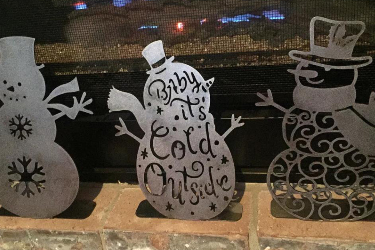 3Pcs Set Silvery Metal Christmas Snowman Home Interior Living Room Craft Ornaments Christmas Decor