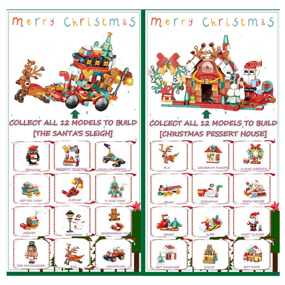 24 Days Christmas Advent Calendar Kids Building Blocks Playsets Blind Box Xmas Surprise Style 2