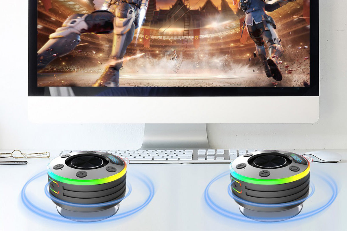 Bluetooth 5.3 Shower Speaker Water-resistant Wireless Speaker With Suction Cup Shower Radio For Outdoor-Black