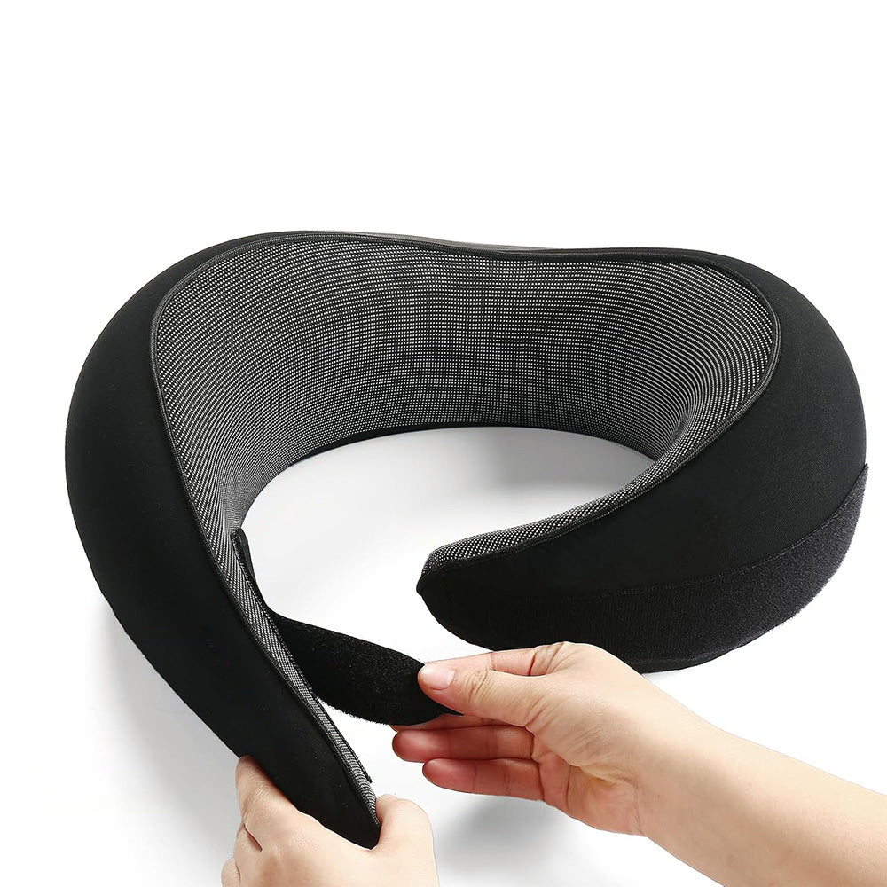 Memory Foam Travel Pillow Neck Support Pillow for Airplane Sleep Black