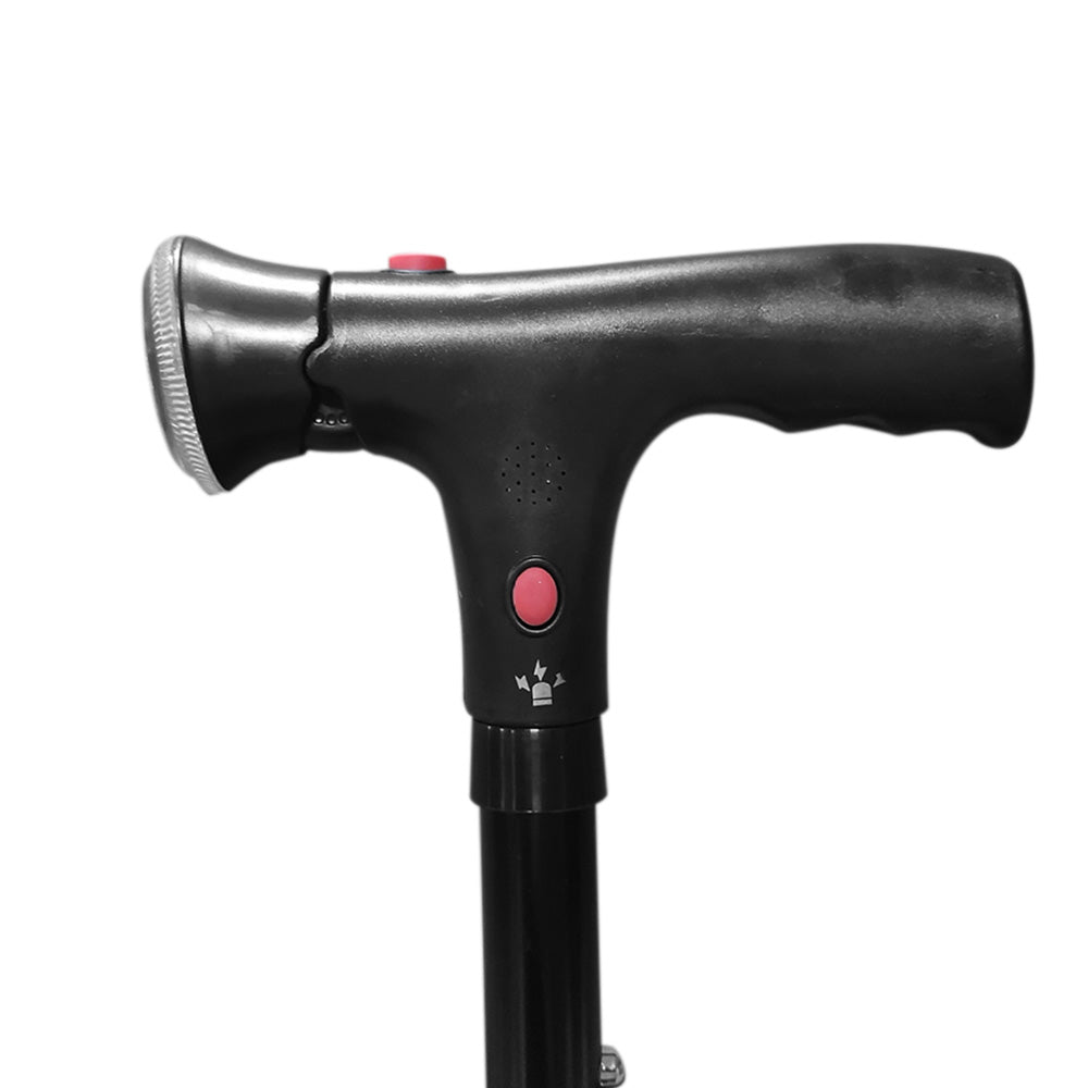 Walking Cane with LED Light Alarm Adjustable Dual Handles for Seniors and Adults