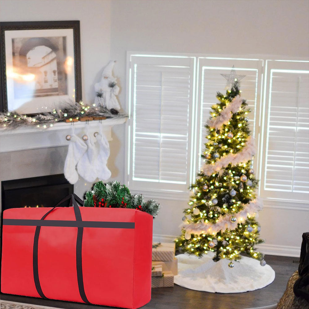 Water-Resistant Christmas Storage Bag Reusable Dustproof Xmas Tree Container Red
