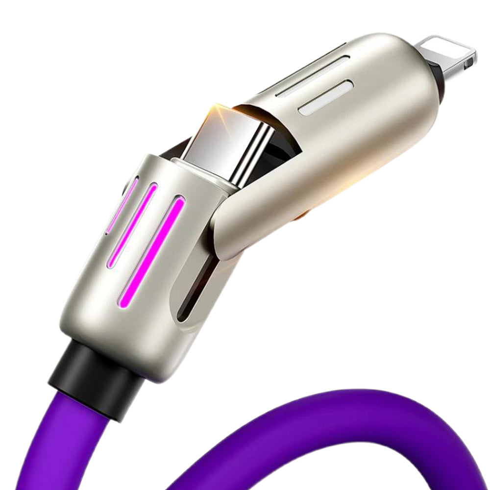 240W 4 in 1 Charging Cable For Apple Android Lightning Cable USB Type-C Purple