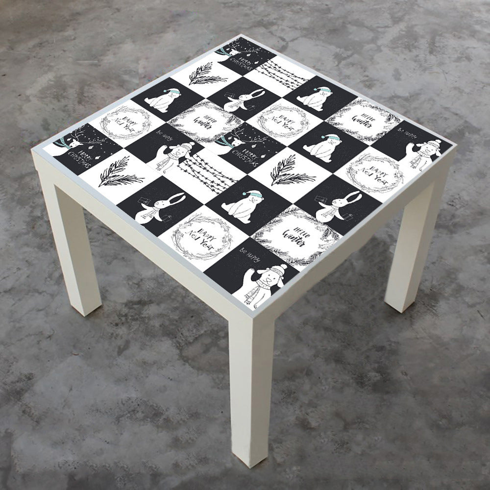 10Pcs Cartoon Animals Words Wall Stickers Water Resistant Wallpaper Removable Decal for Kitchen Bathroom -Black