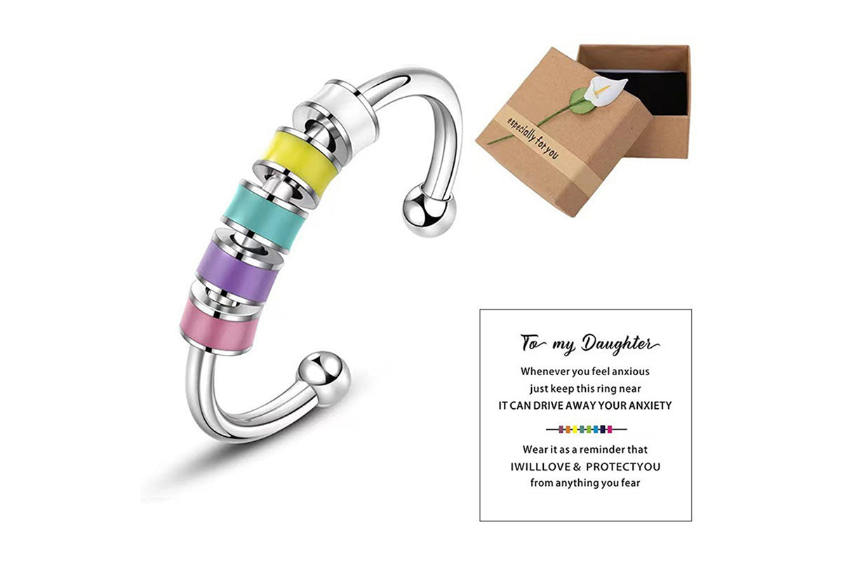 Fidget Ring for Women To Daughter Anxiety Meditation Ring Adjustable Swivel Ring-Style 2