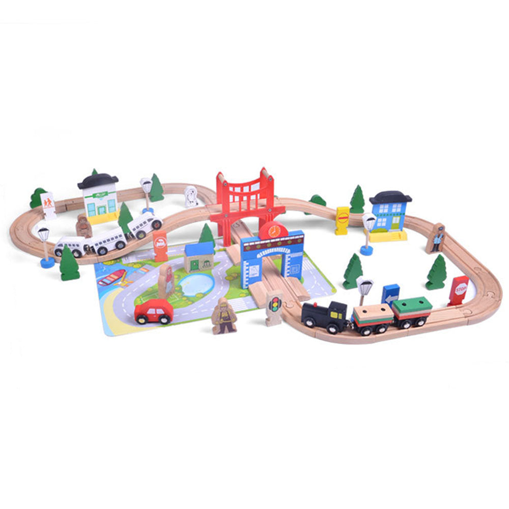 Wooden Train Set with Tracks ¨C Expandable and Changeable for Girls and Boys 6 Years Old Style 2