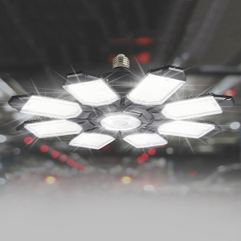 Foldable 8-Panel Garage Ceiling Light for Shop Workshop Warehouse