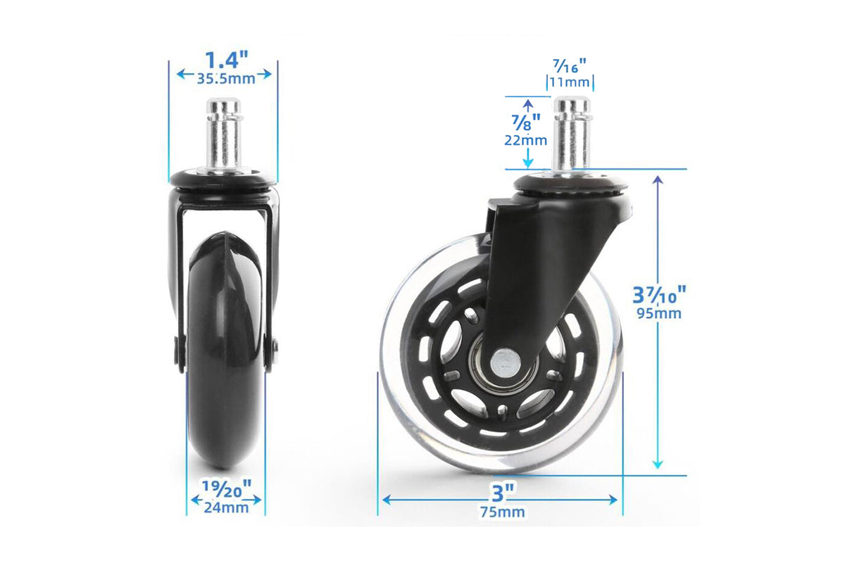 3 Inch Office Chair Caster Replacement Rolling Caster Grip Ring Universal Swivel Wheel