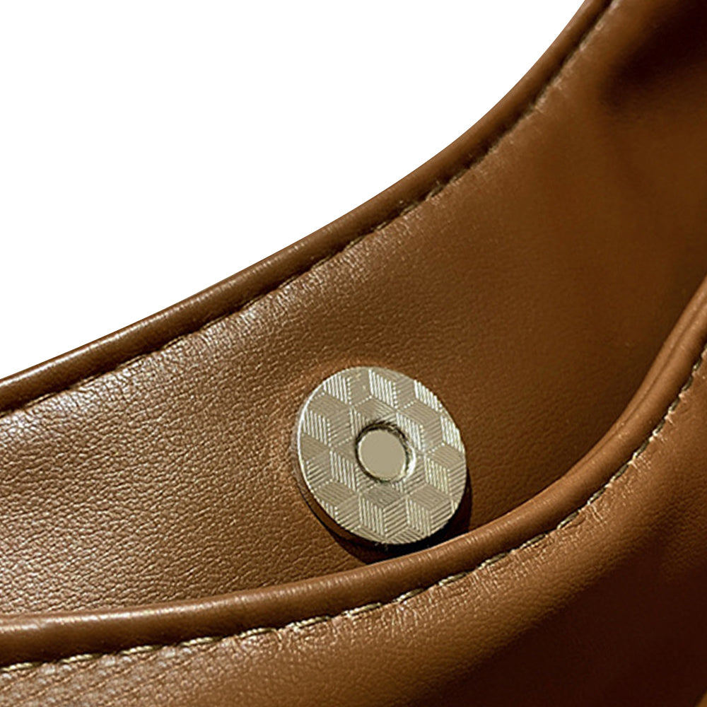 PU Leather Work Shoulder Bag Large Tote Bags for Women Bucket Handbag Brown