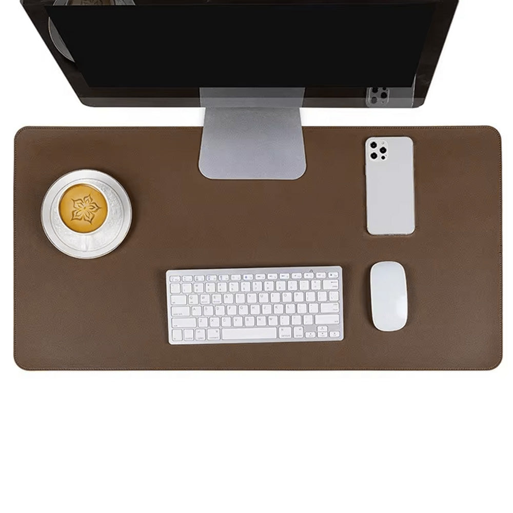 Water Resistant Mousepad PU Leather Large Mouse Pad Anti Slip Gaming Desk Mat Brown