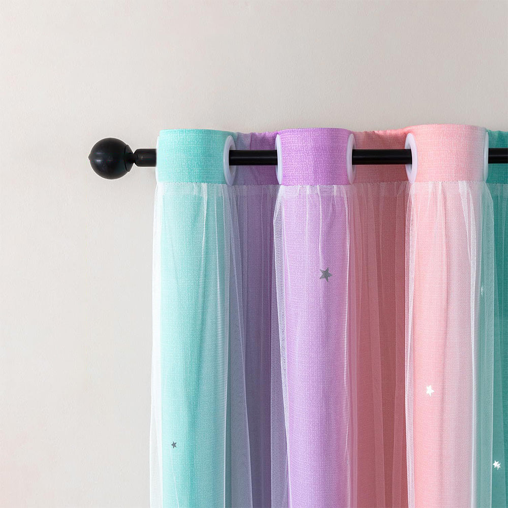 Double-Layer Colorful Curtain Single Panel Light Blocking Curtain Room Decor