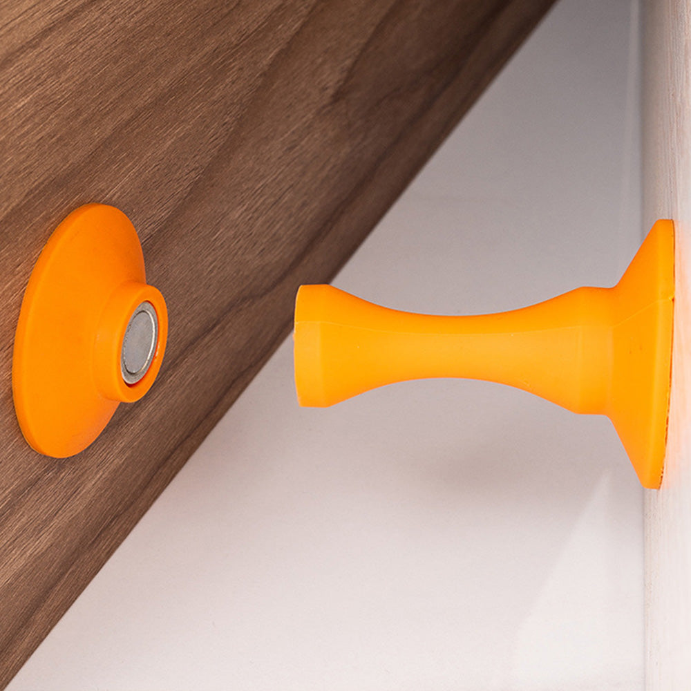 Magnetic Silicone Door Stopper �Strong Holder for Bottom of Door Orange