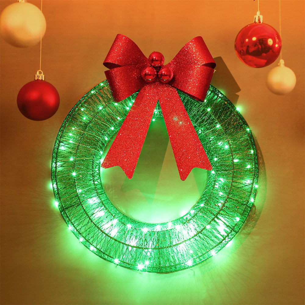 Christmas Hanging Wreath Festive Artificial Garland Decoration Green