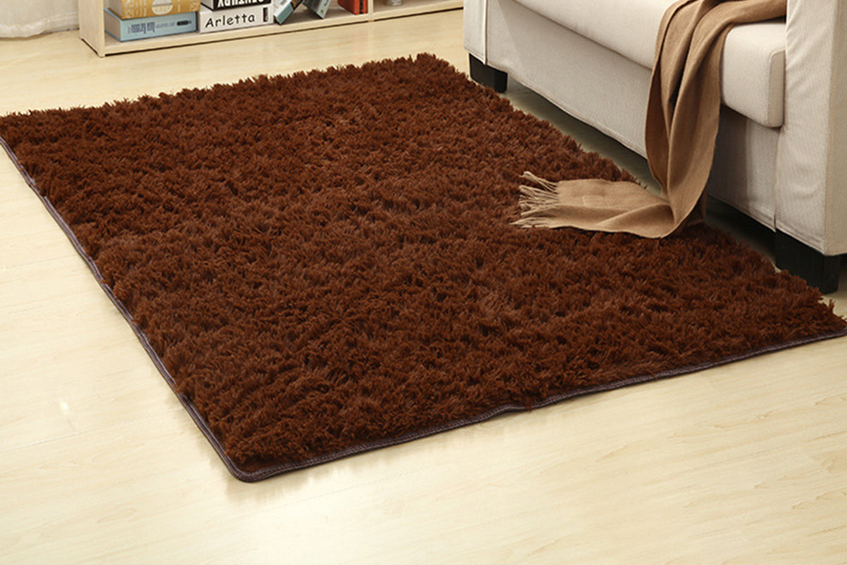 Soft Modern Indoor Shaggy Rug for Bedroom Livingroom Dorm Decor-Brown