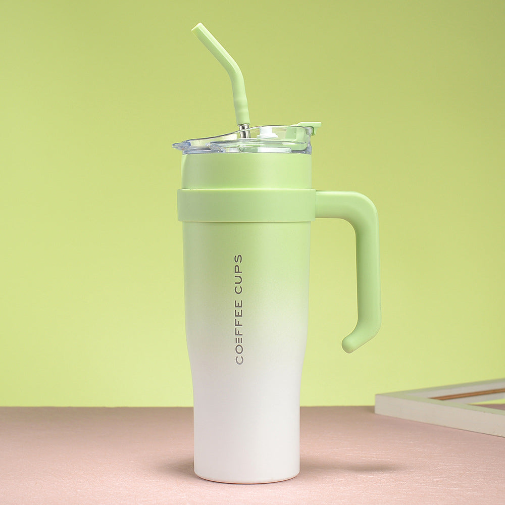 40oz Tumbler with Handle Stainless Steel Water Cup With Lid And Straw Green
