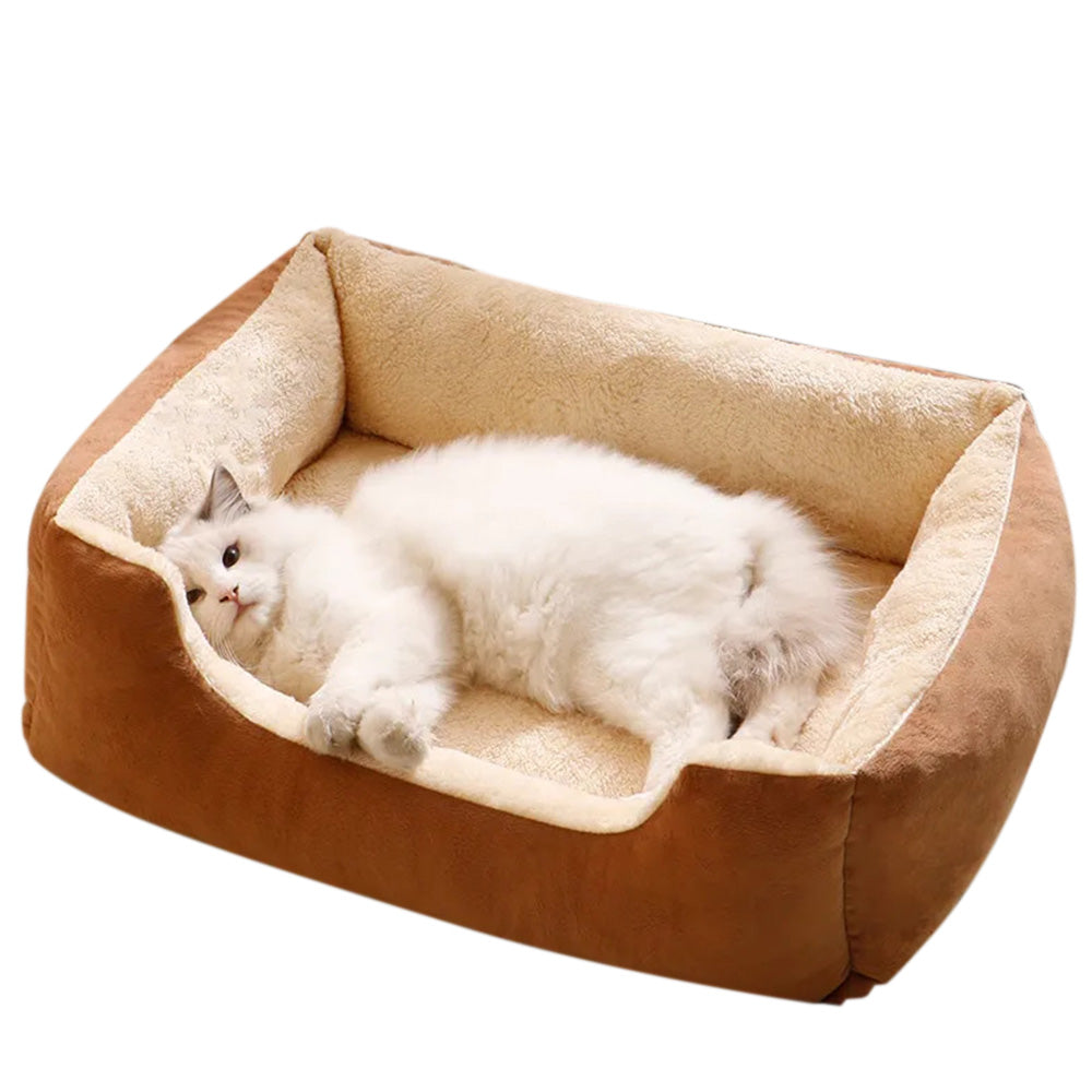 Rectangle Pet Bed for Dogs Cats Beds Warming Soft Calming Sleeping Puppy Bed Coffee