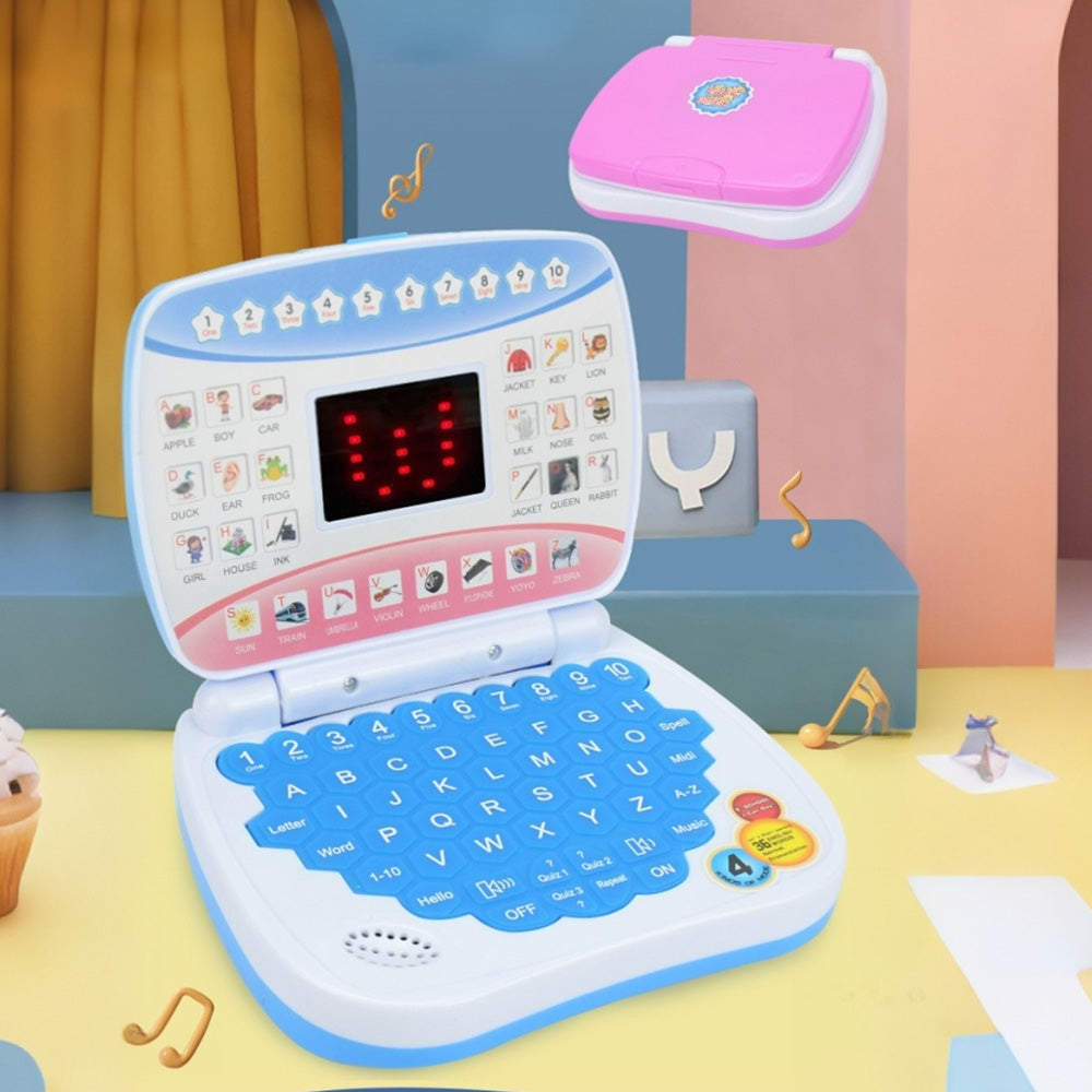 Pretend Laptop Toy with Music for Bilingual Learning - Blue
