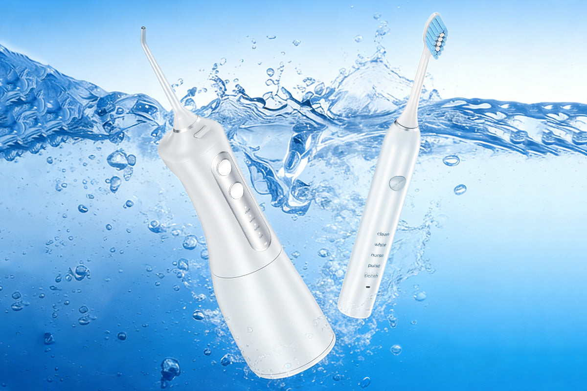 Sonic Electric Toothbrush and Water Flosser Combo with 4 Brush Heads-White