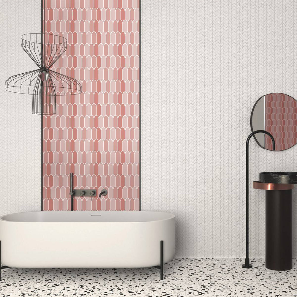 Arch shape Wall Stickers Water Resistant Wallpaper Removable Decal for Kitchen Bathroom -Pink