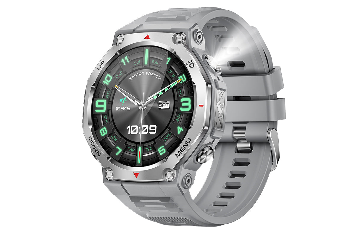 Smart Watch with Flashlight Fitness Tracker with Bluetooth Calls 100+Sports Modes -Silver