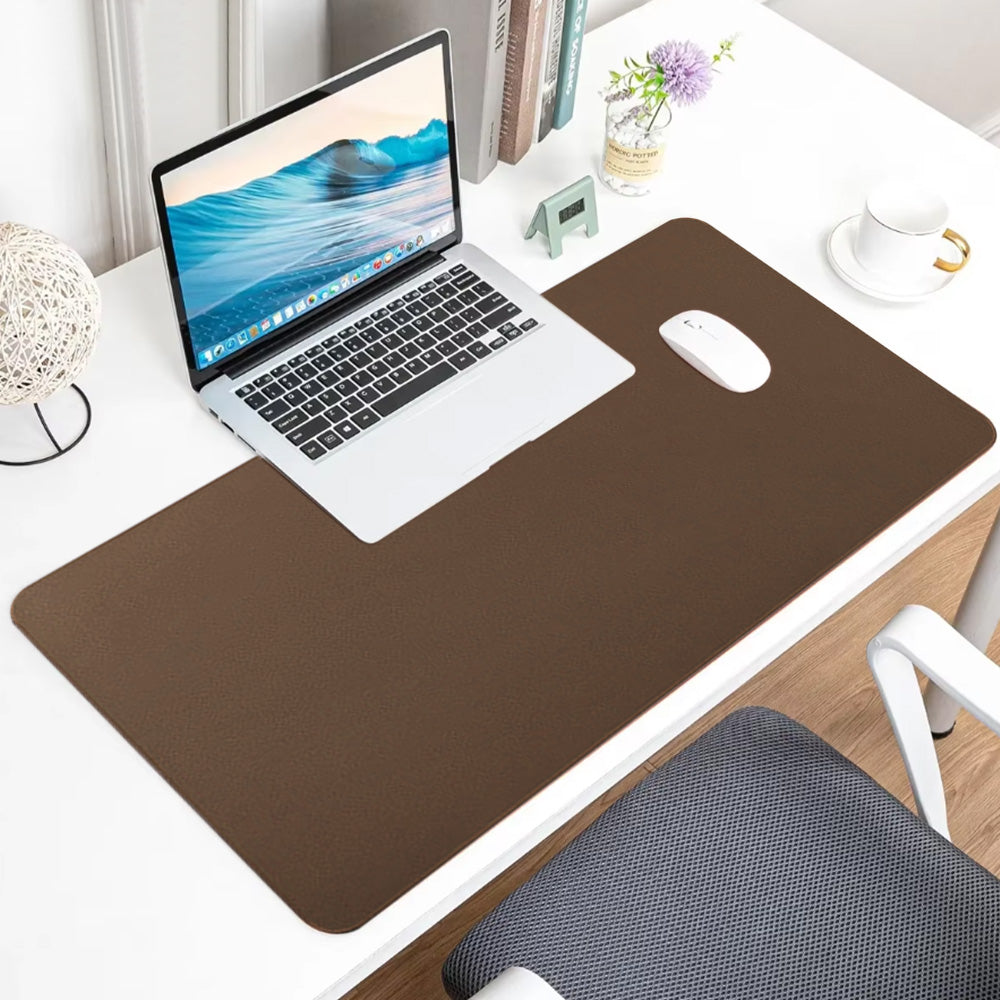 Water Resistant Mousepad PU Leather Large Mouse Pad Anti Slip Gaming Desk Mat Brown