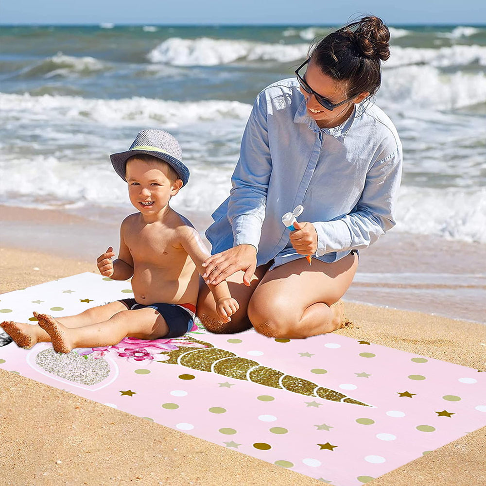Unicorn Print Beach Towel Soft Microfiber Camping Swimming Towels Style 3
