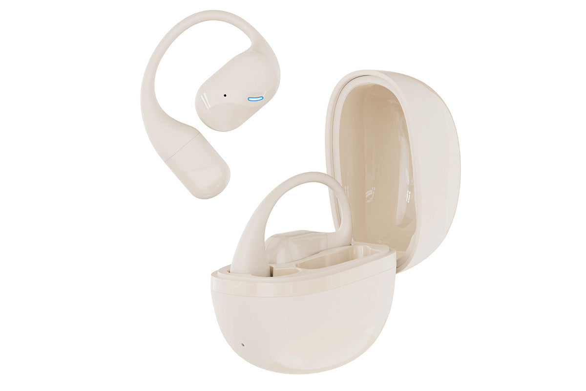 Open Ear Earbuds Bluetooth 5.3 Wireless Headphones IPX5 Waterproof for Sports-Beige