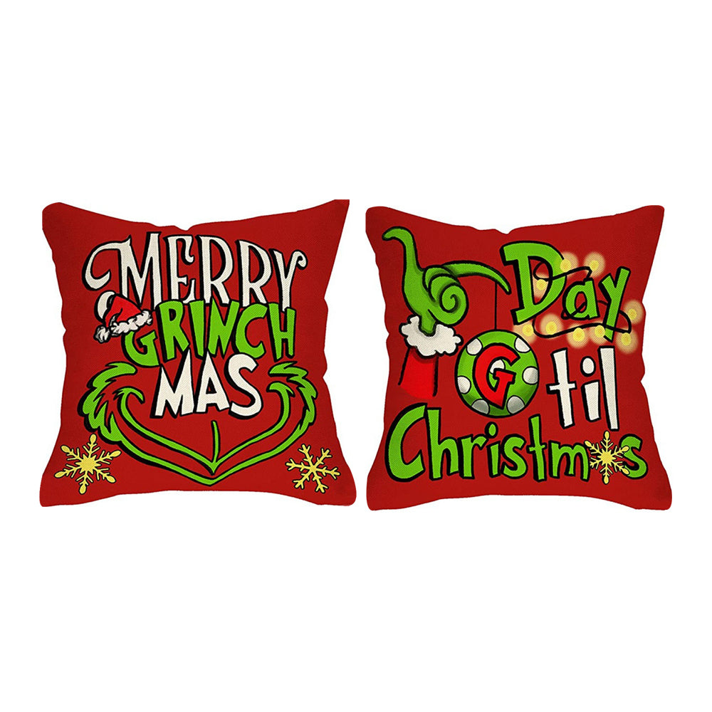 2pcs Christmas Pillow Covers Cute Print Throw Cushion Case for Couch Sofa Bed Bedroom Home Decor-Style 5 and Style 6