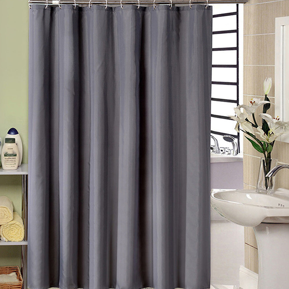 Waterproof Shower Curtain with 12 Hooks-Dark Grey