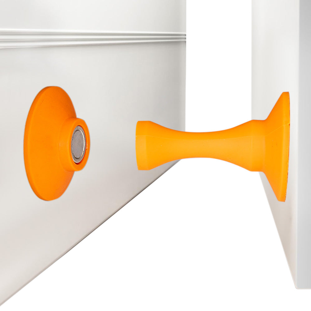Magnetic Silicone Door Stopper �Strong Holder for Bottom of Door Orange