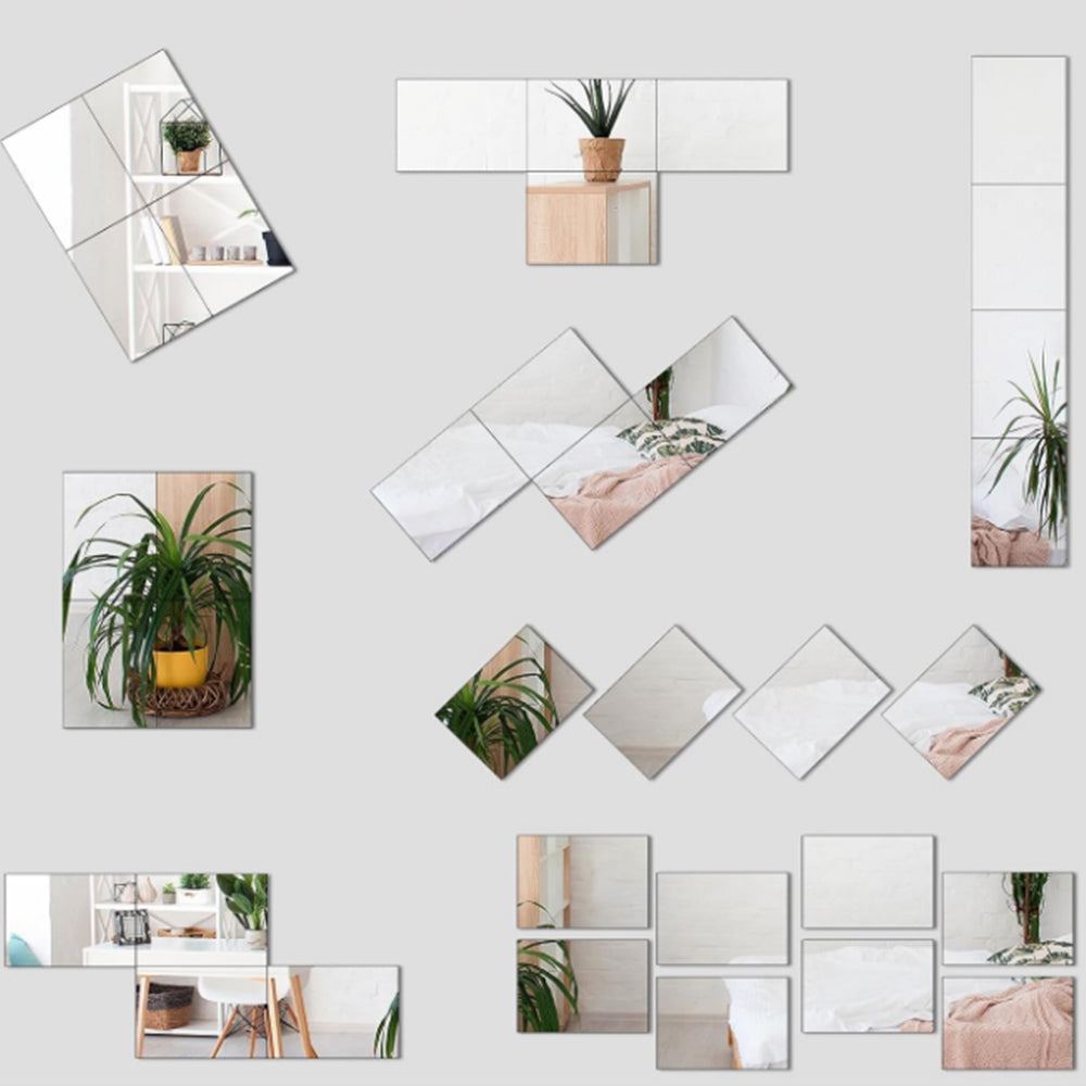 8Pcs Self-Adhesive Acrylic Mirror Wall Stickers Frameless Decorative Mirror Home Office Decor
