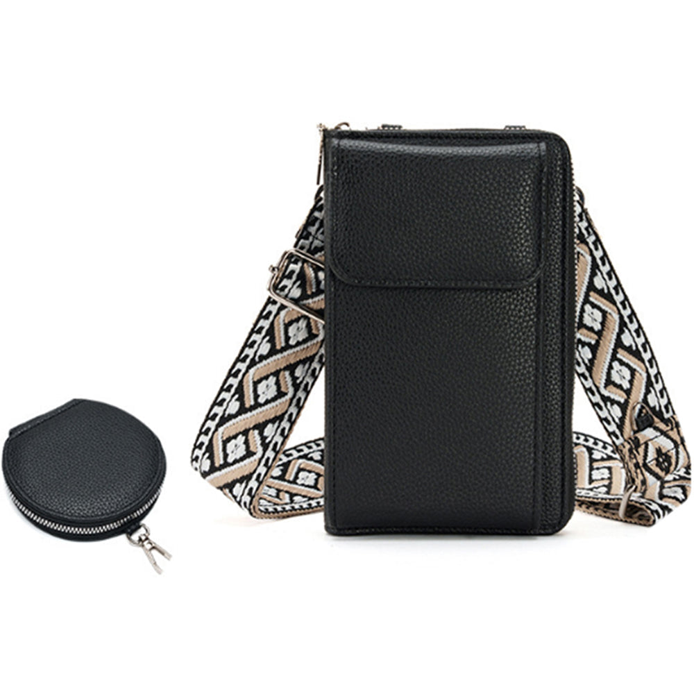 PU Leather Cell Phone Purse Women Small Crossbody Bags Cellphone Wallet Black