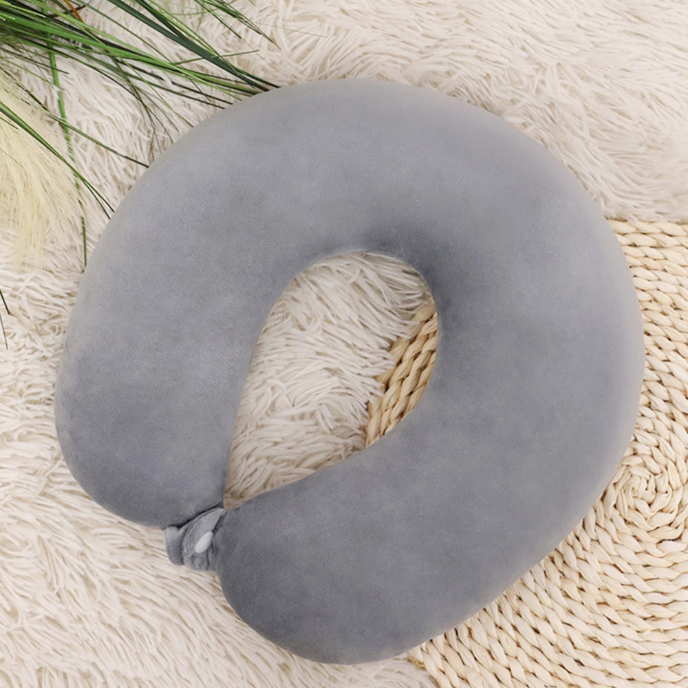 Travel Neck Pillow Memory Foam U Shaped Pillow for Flights Road Trips Office Gray