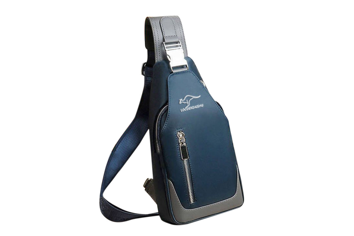 Chest Bag Sling Backpack Cross Body Bag With USB Port For Walking Hiking Travel-Blue