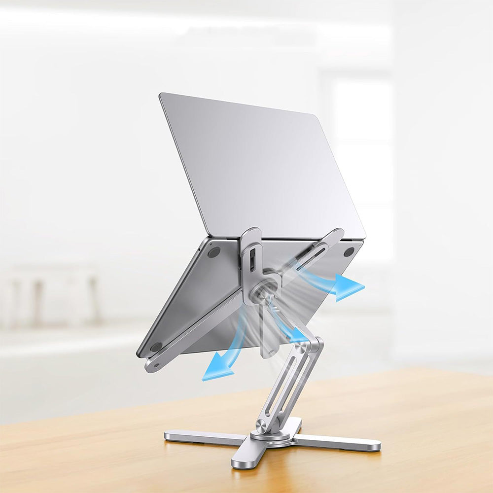 360 Degree Rotating Aluminum Laptop Stand Adjustable Desktop Notebook Holder Silver