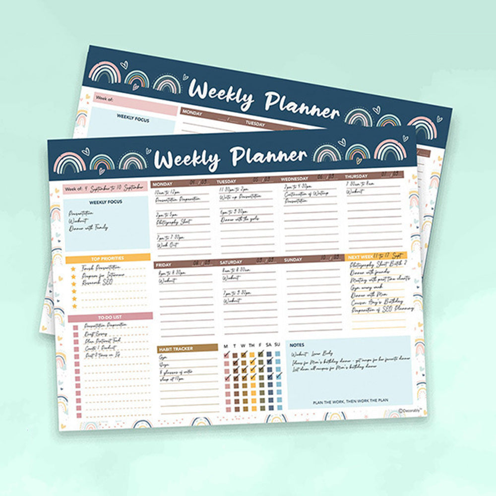 Weekly To Do List Notepad Undated Planner With 52 Sheets Weekly Planner-Navy