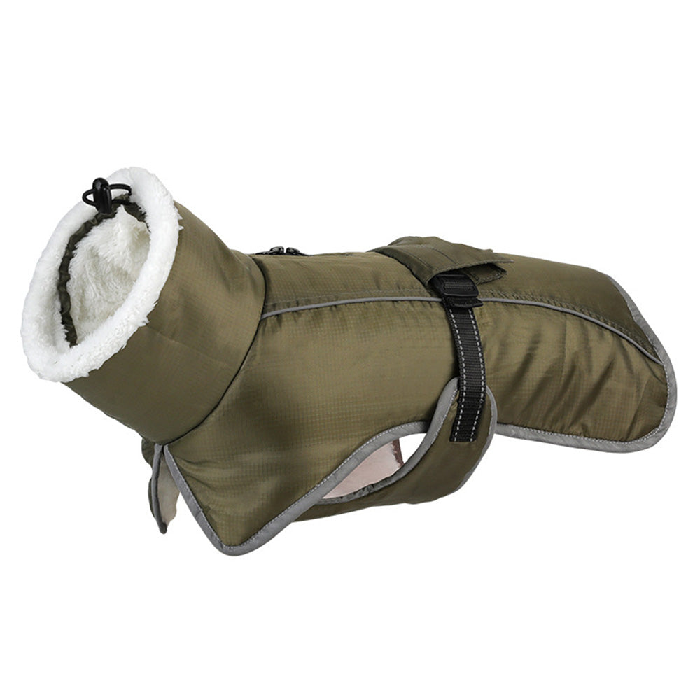 Winter Dog Coat Water Repellent Jacket for Small and Large Breeds Army Green