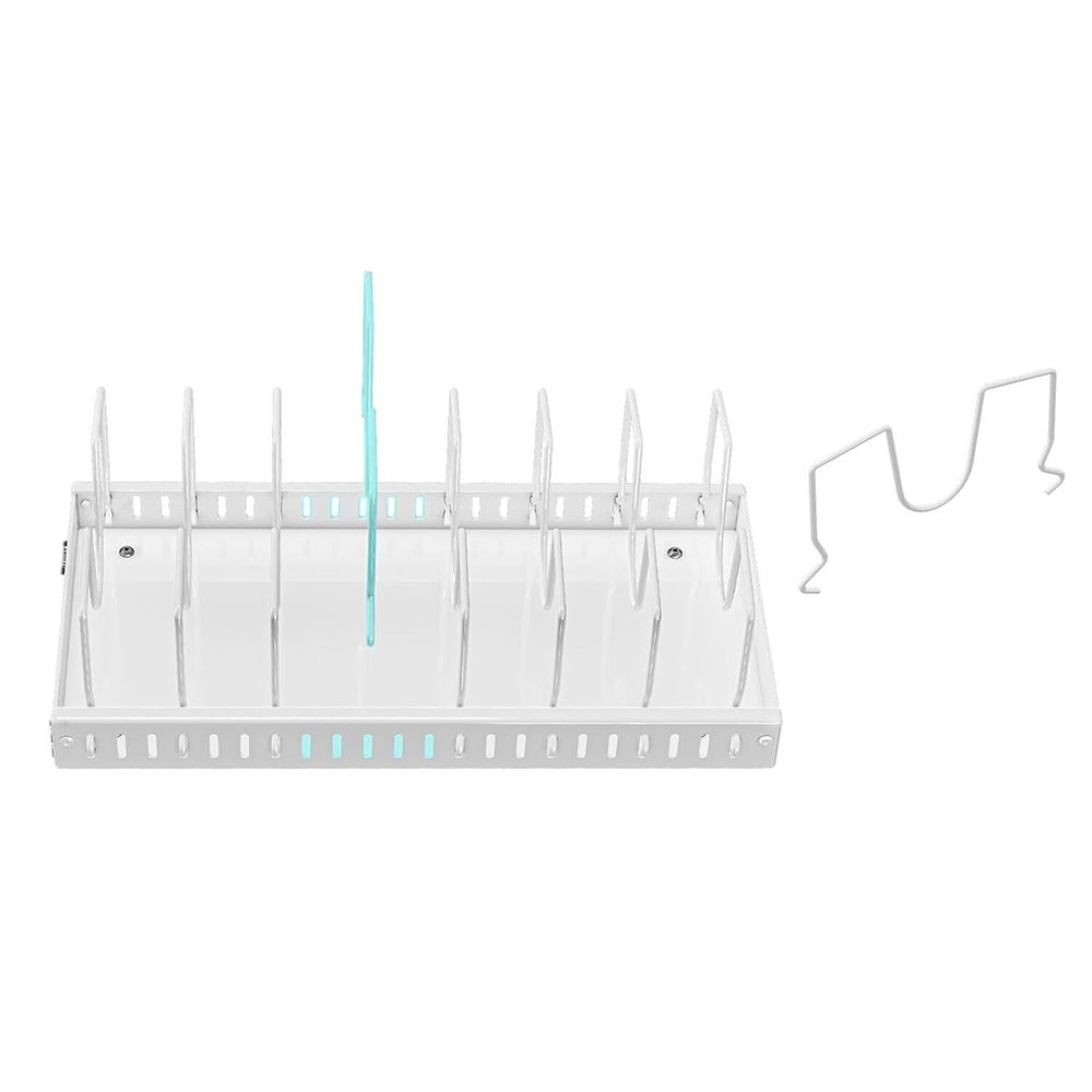 Horizontal Pull Out Organizer for Pots and Pans Sliding Storage Rack with Dividers for Kitchen White