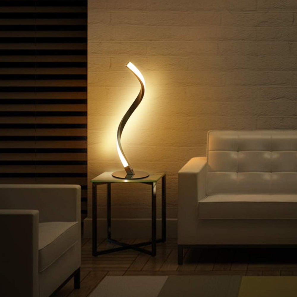 Modern Spiral Bedside Lamp Touch Control LED Table Lamp Nightstand Lamps for Home Office Warm Lighting