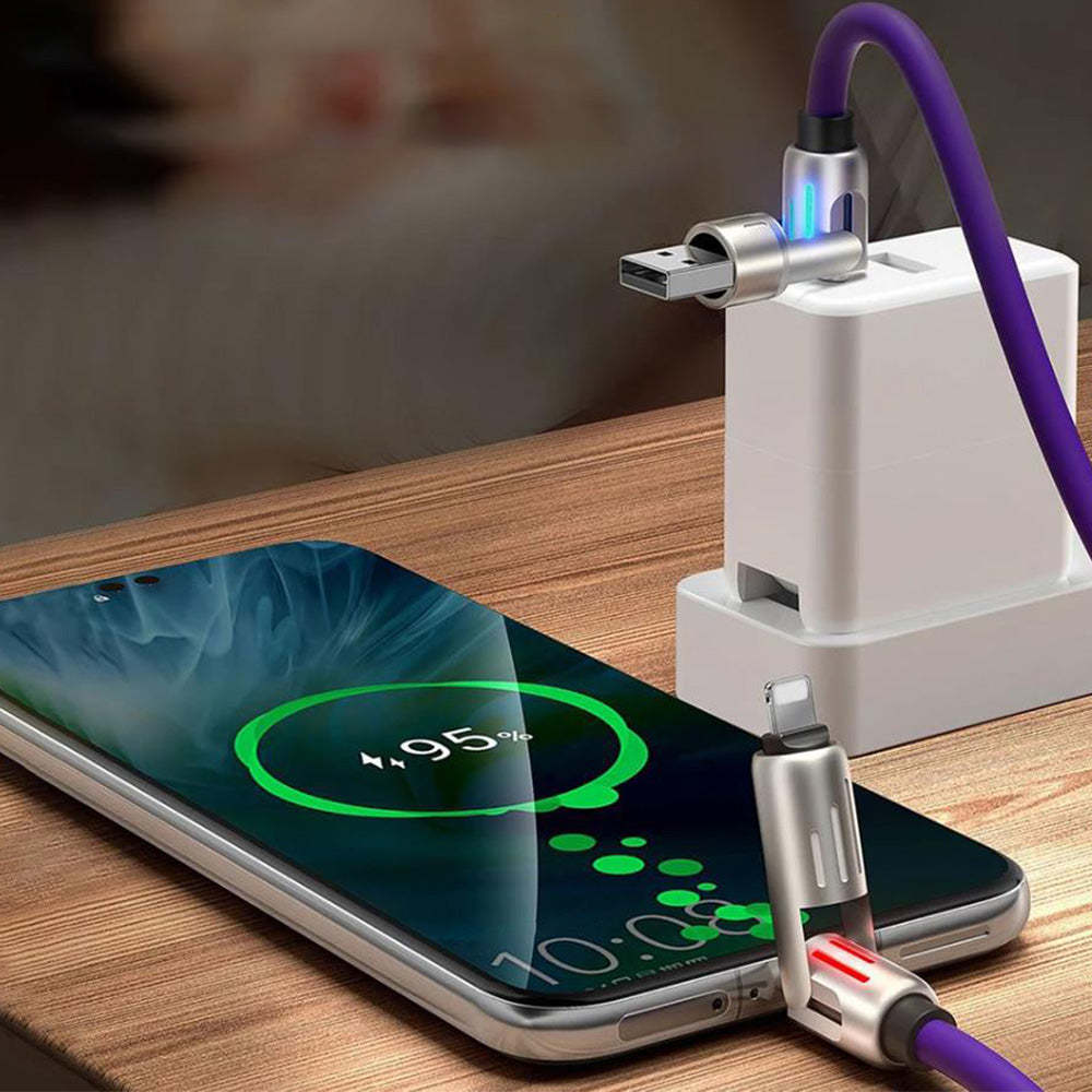 240W 4 in 1 Charging Cable For Apple Android Lightning Cable USB Type-C Purple