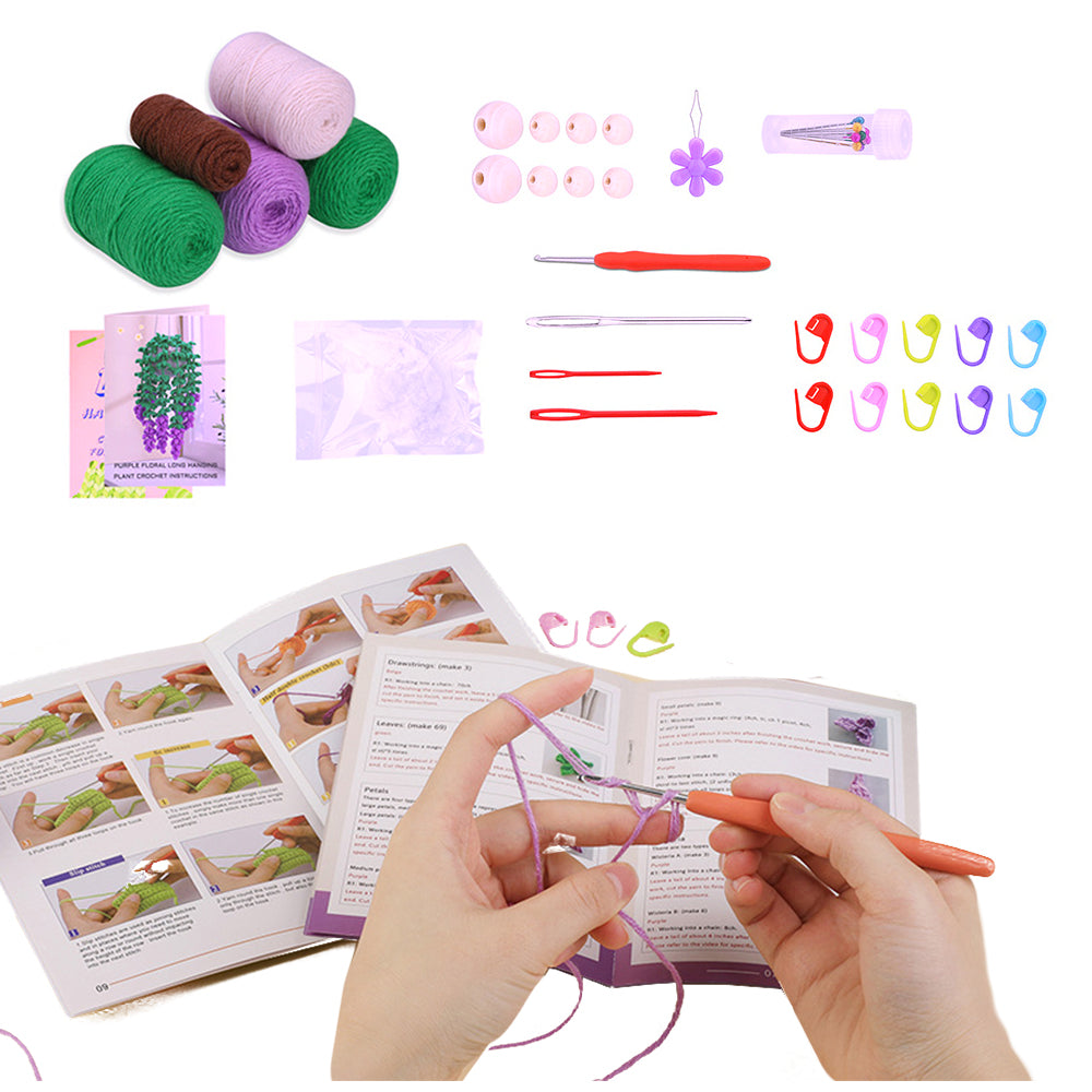 Knitting Kit for Beginners Hanging Potted Plants Needlework Starter Kit Style 1