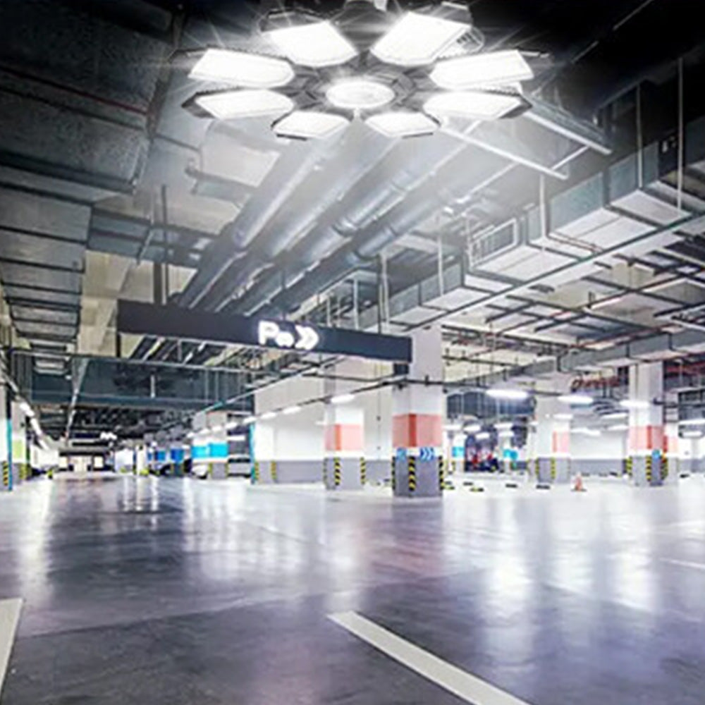 Foldable 8-Panel Garage Ceiling Light for Shop Workshop Warehouse