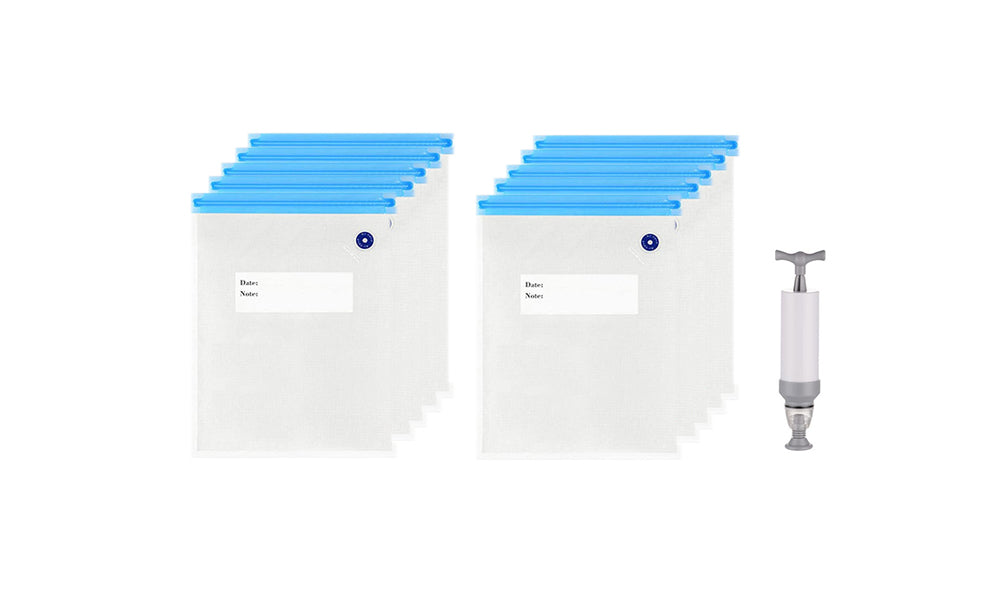 10Pcs Reusable Vacuum Sealer Bags with Manual Pump