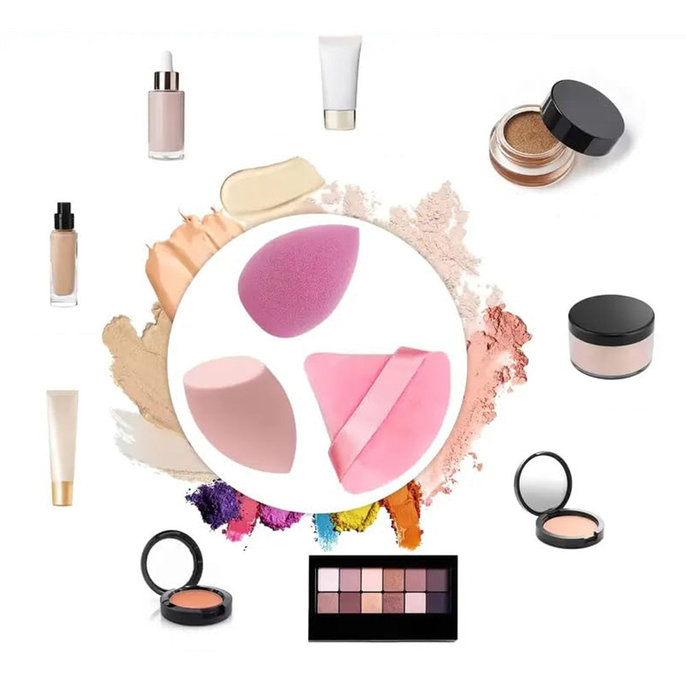 Makeup Sponge Set with Case Triangle Puff for Liquid Cream Powder-14 Piece Set