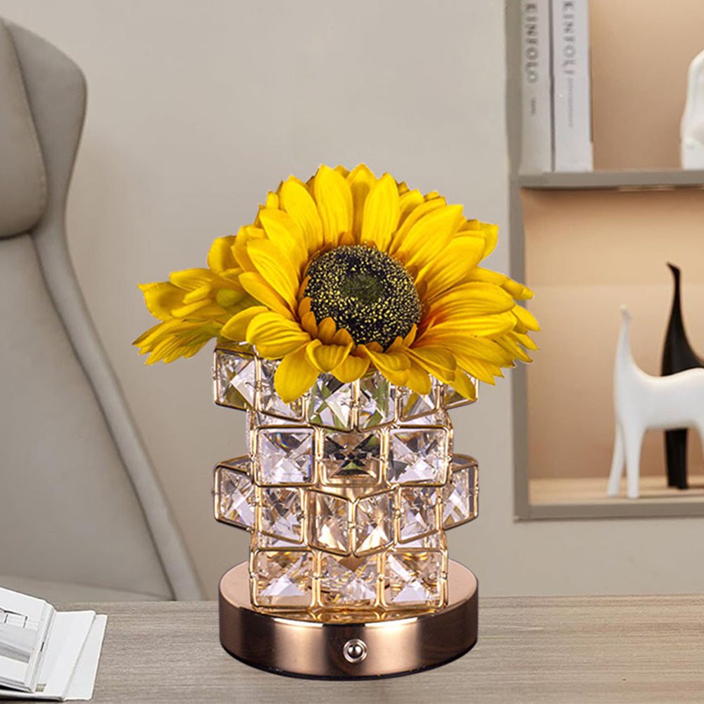 3-Color Dimming Wireless Sunflower Lamp Rechargeable Touch Control Table Lamp